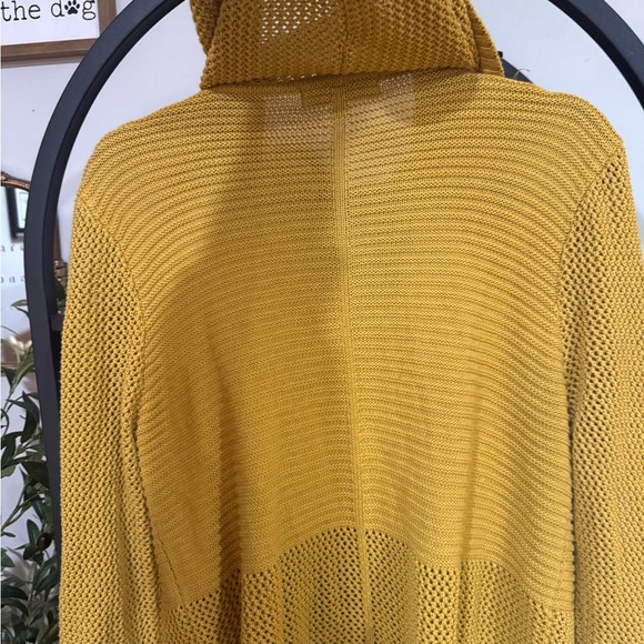 Marled Yellow Cardigan Sweater Medium Weight cotton blend size large - Picture 6 of 7